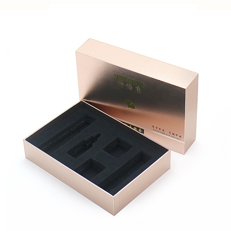 Inserção de espuma personalizada para maquiagem de cuidados com a pele frasco de cosmético conjunto caixa de embalagem de presente de papel