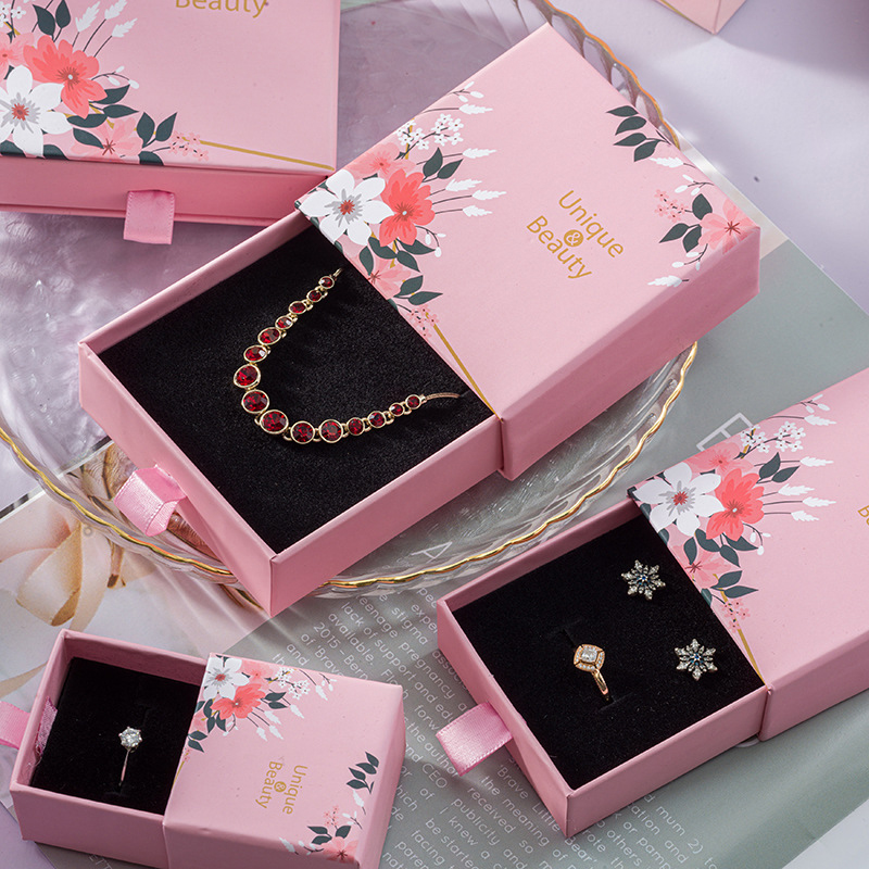 Caixas de presente de papel para joias com exibição de anel